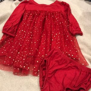 ♥️ 12-18 month Baby Gap red & gold star dress ♥️